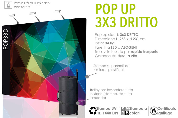 Pop up stand 3x3 dritto